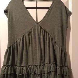 Green ruffle blouse